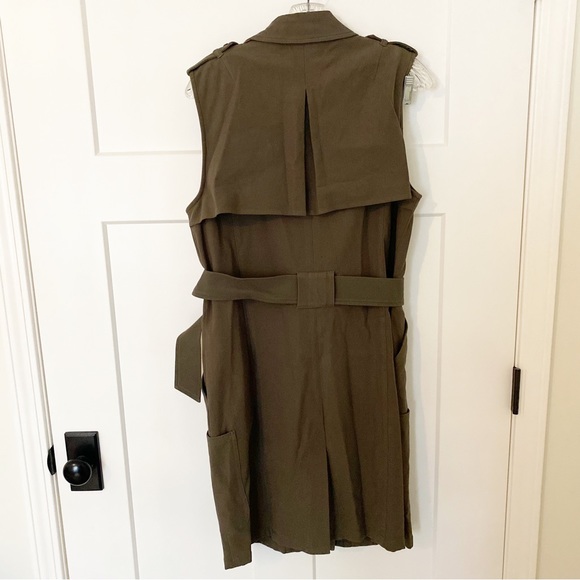 Olivia Palermo Chelsea28 Long Military Olive Green Vest Dress Medium - Picture 9 of 10